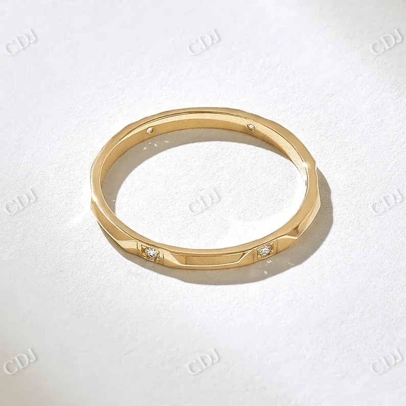 0.06CTW Bezel Diamond Pyramid Wedding Band