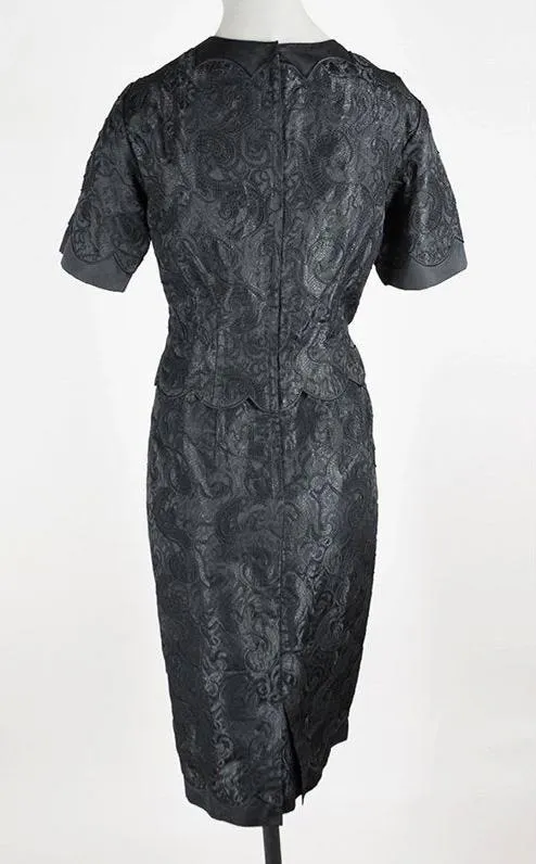 1950s Silk Brocade Sheath Dress