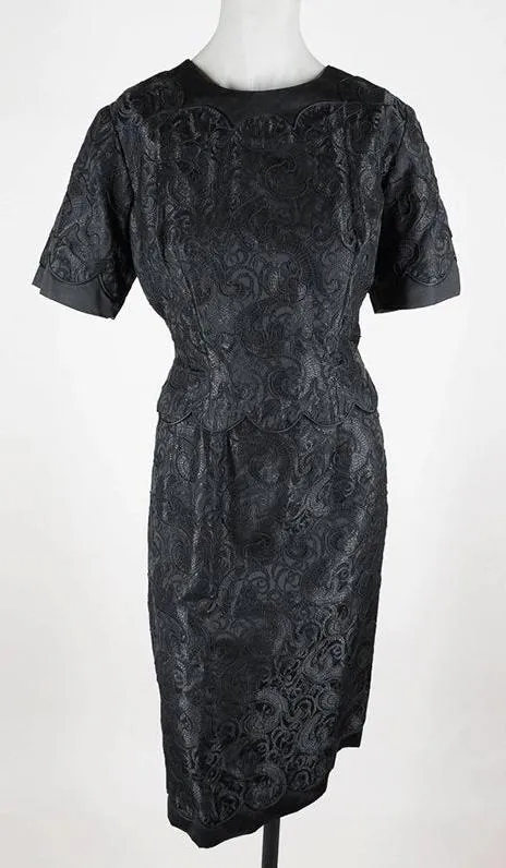 1950s Silk Brocade Sheath Dress