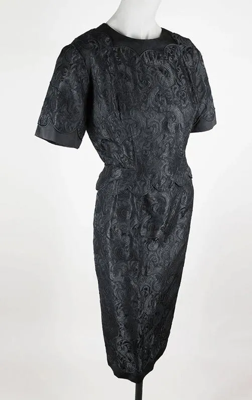 1950s Silk Brocade Sheath Dress