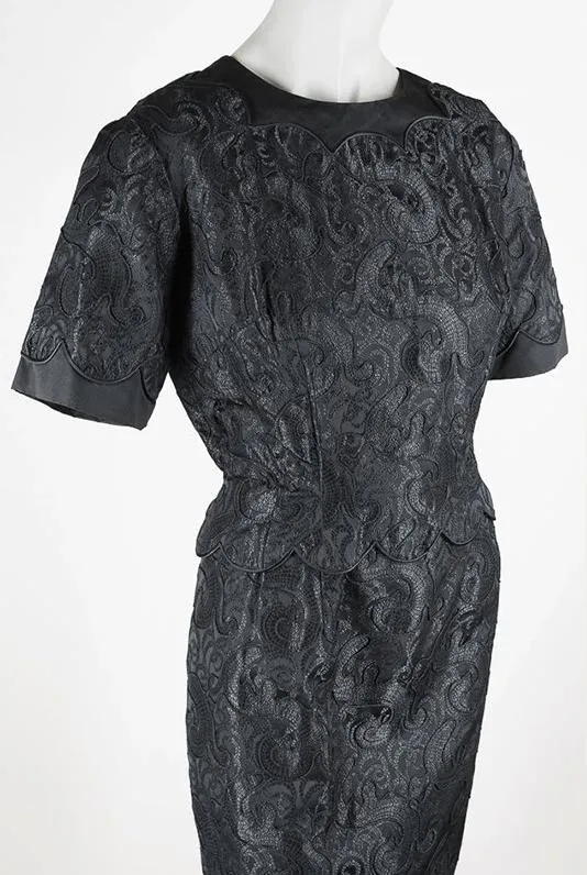 1950s Silk Brocade Sheath Dress