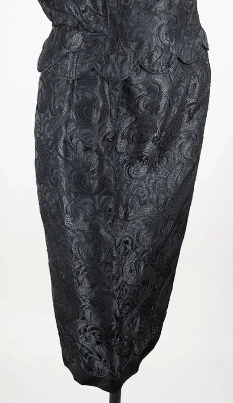 1950s Silk Brocade Sheath Dress