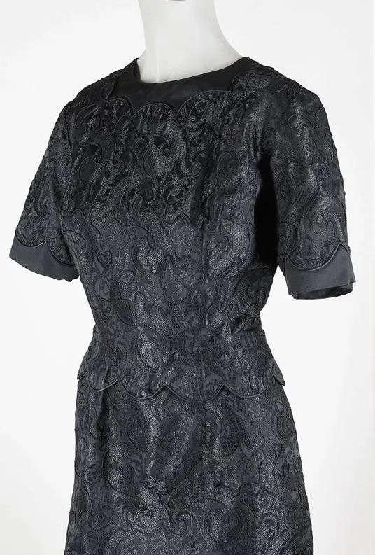 1950s Silk Brocade Sheath Dress