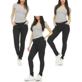 3-Pack Women's Super Stretchy Skinny 5-Pocket Uniform Soft Chino Pants