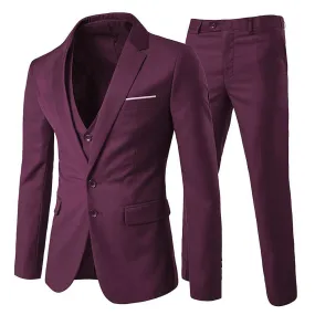 3-Piece Notched Lapel Casual Suit DrakRed