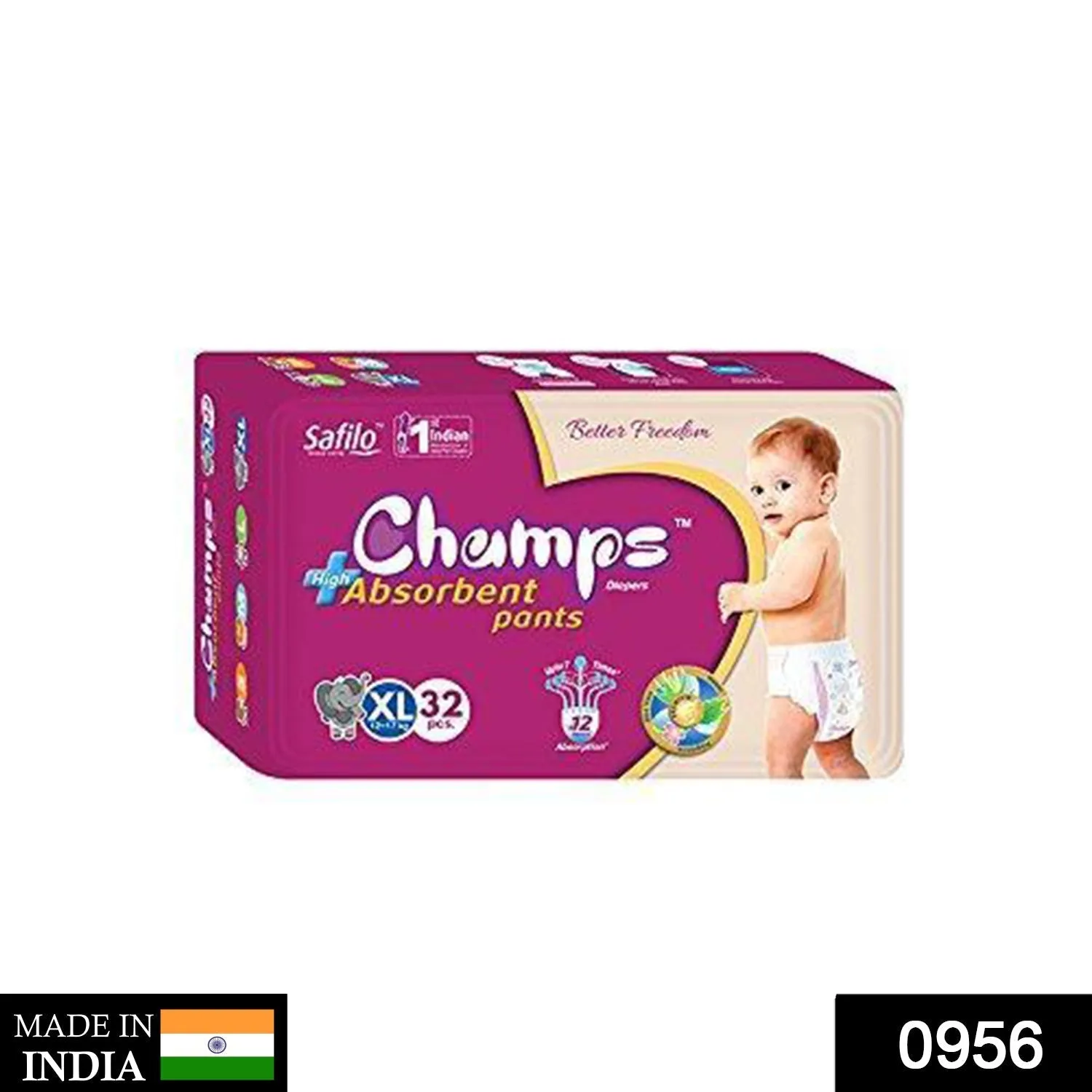 956 Premium Champs High Absorbent Pant Style Diaper Extra Large(XL) Size, 32 Pieces (956_XLar_32)