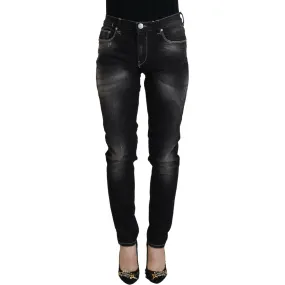 Acht Elegant Tapered Mid Waist Black Jeans