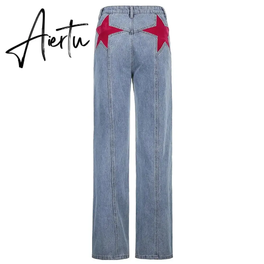 Aiertu  Vintage High Waist Jeans Woman Casual Elegant Long Trousers Ladies High Street Autumn Fashion Denim Pants Capris