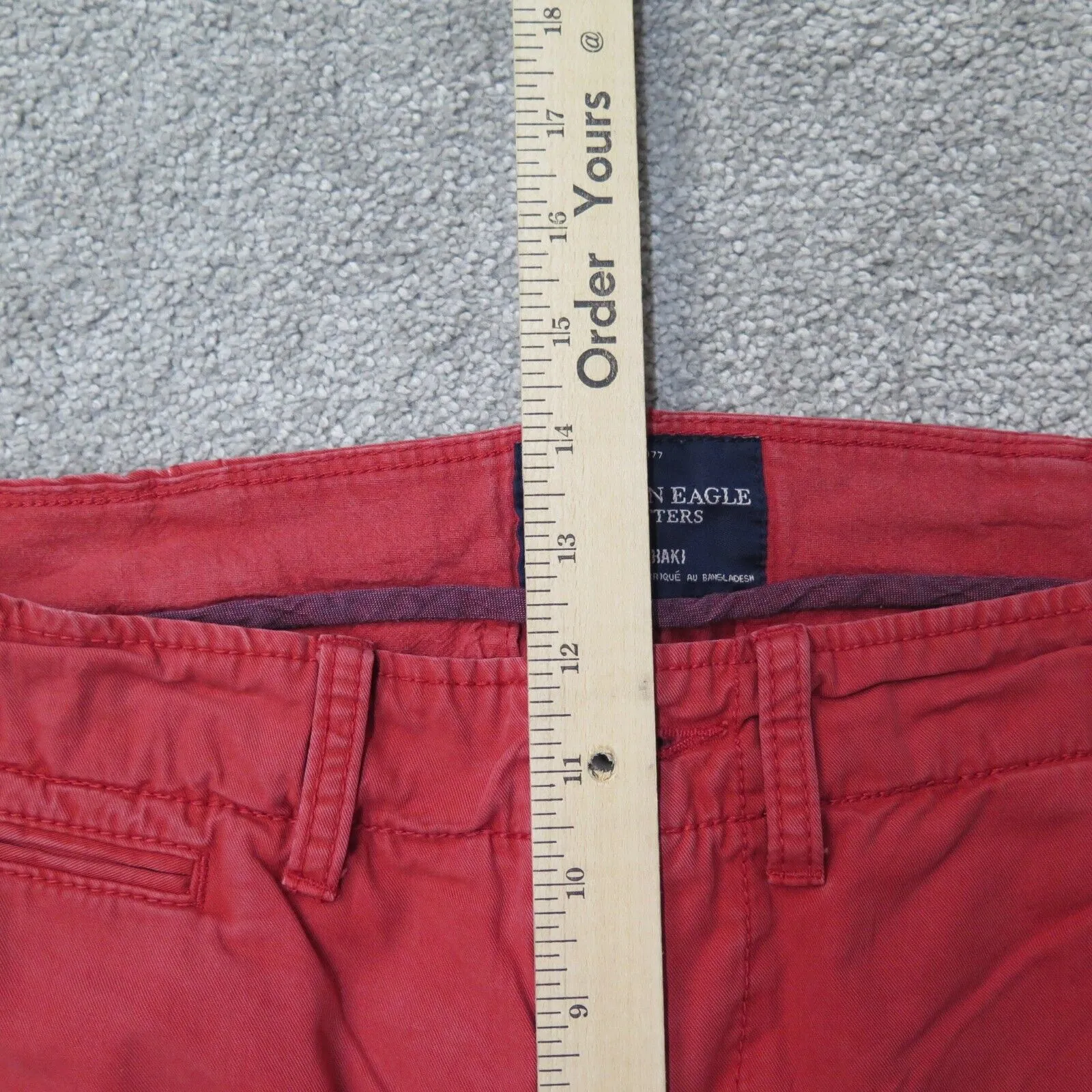 American Eagle Pants Men W31 Red Mid Rise Slim Straight Leg Chino Stretch Casual