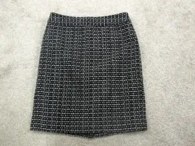 Ann Taylor Womens Straight & Pencil Skirt Knitted Back Zip White Black Size 2P