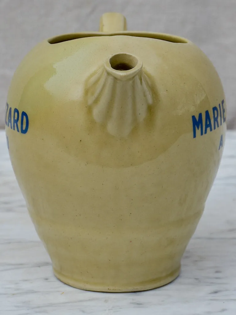 Antique Marie Brizard a l'eau ceramic Pastis water pitcher