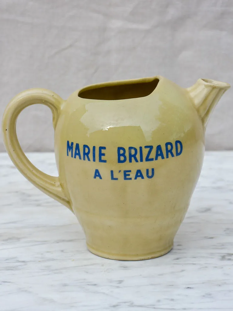 Antique Marie Brizard a l'eau ceramic Pastis water pitcher