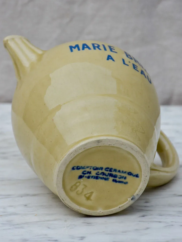 Antique Marie Brizard a l'eau ceramic Pastis water pitcher