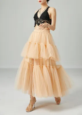 Apricot Tulle Holiday Skirt Layered Design Exra Large Hem Summer LY2417