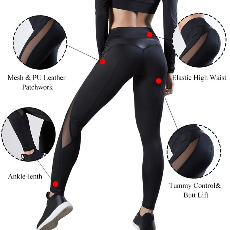 Ashore Shop Women Leggings Sexy Pants Push Up Fitness Gym Leggins Running Mesh Leggins Seamless Workout Pants Femme High Waist