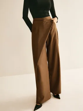 Asymmetrical Mid-Waist Straight Pants