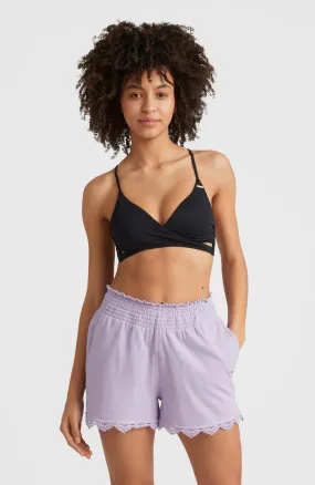 Ava Smocked High-Waist Sweatshorts | Purple Rose