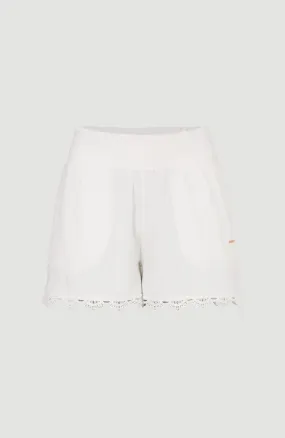 Ava Smocked High-Waist Sweatshorts | Snow White