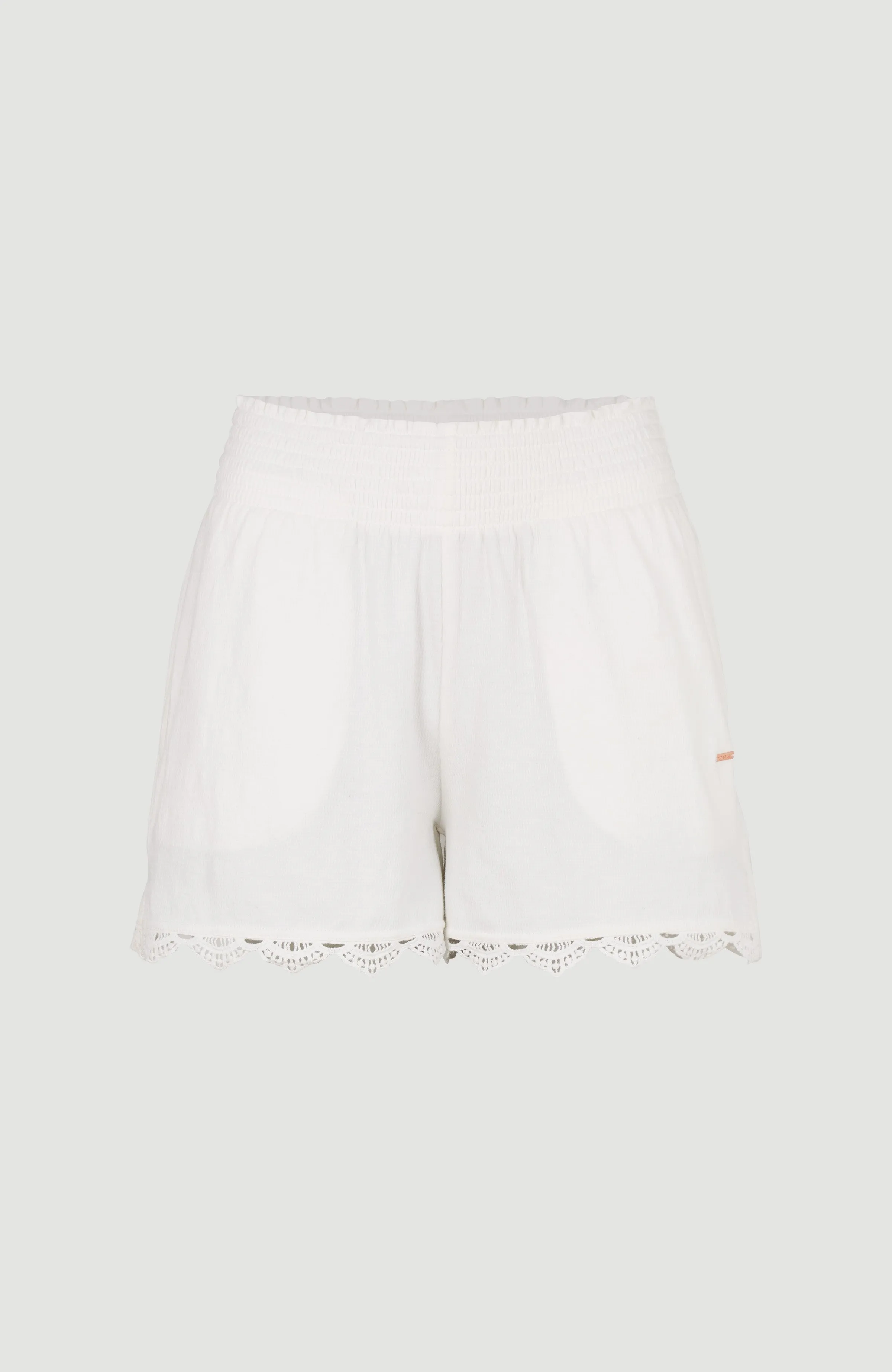 Ava Smocked High-Waist Sweatshorts | Snow White