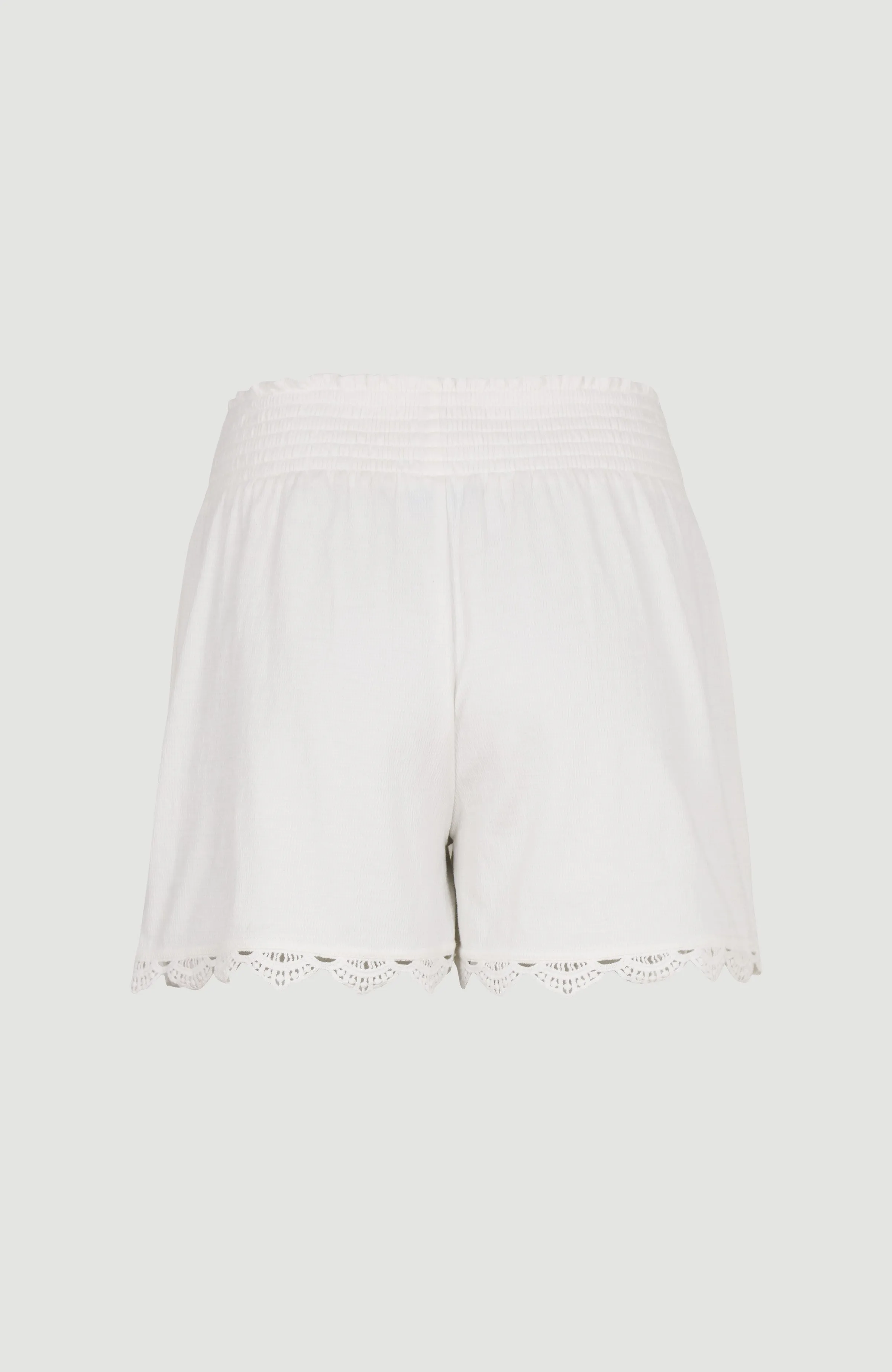 Ava Smocked High-Waist Sweatshorts | Snow White