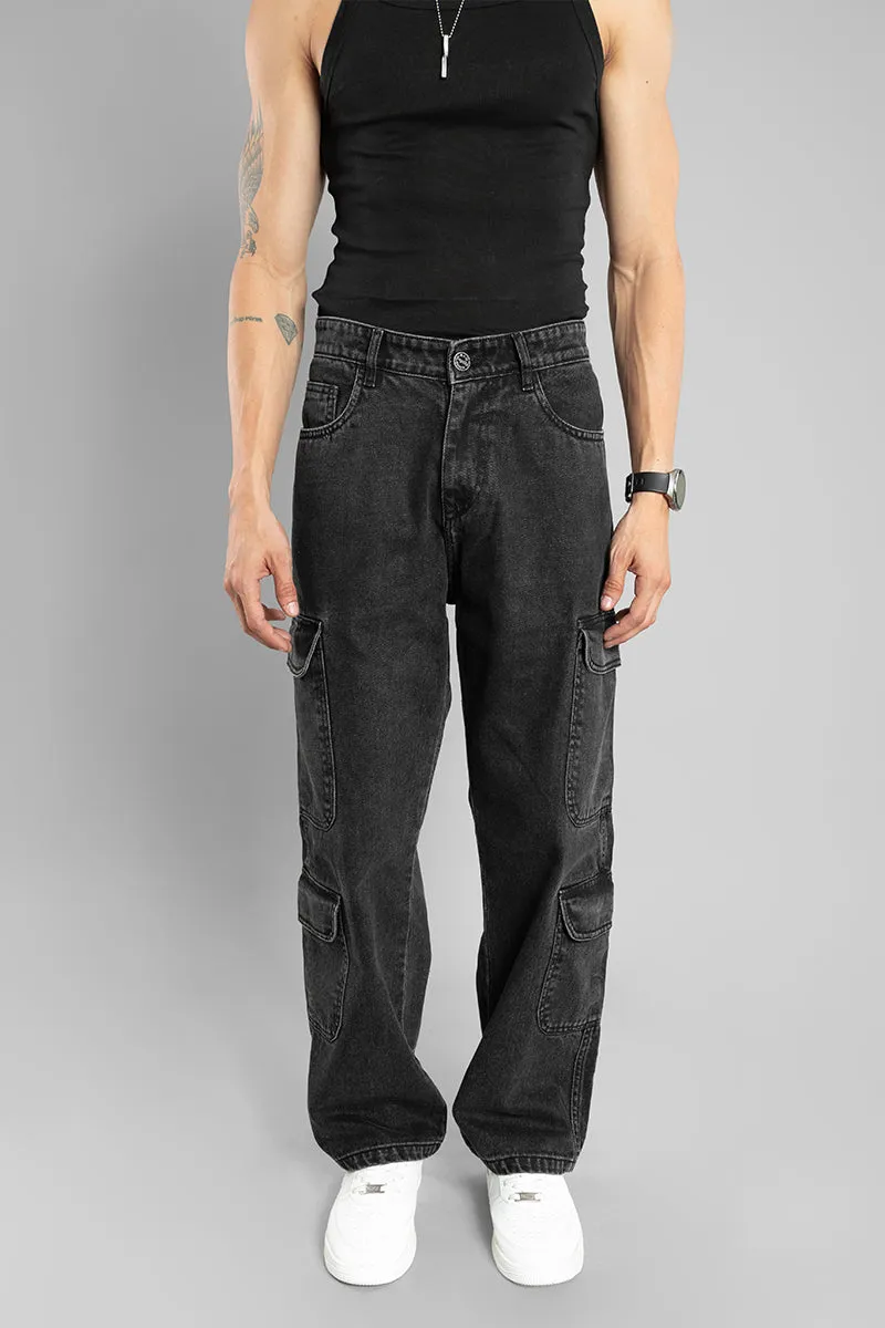 Baggy Fit Cargo Pants for Men (Black)