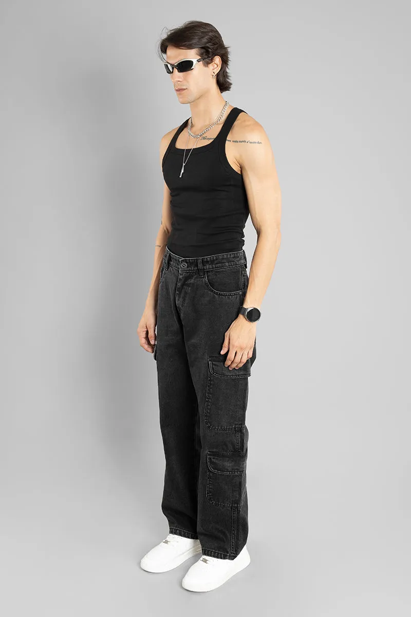 Baggy Fit Cargo Pants for Men (Black)