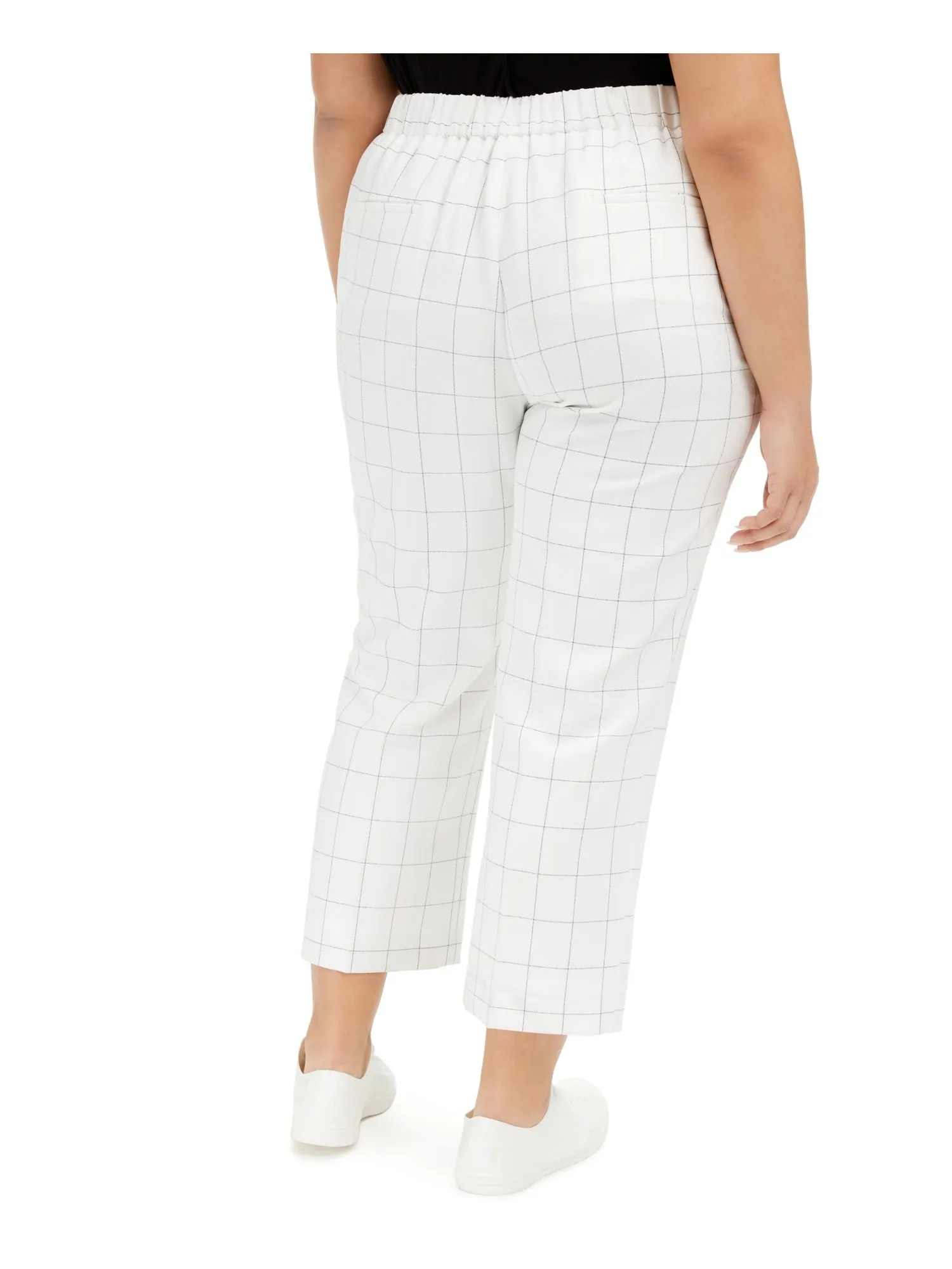 BAR III Womens Pocketed Check High Waist Pants