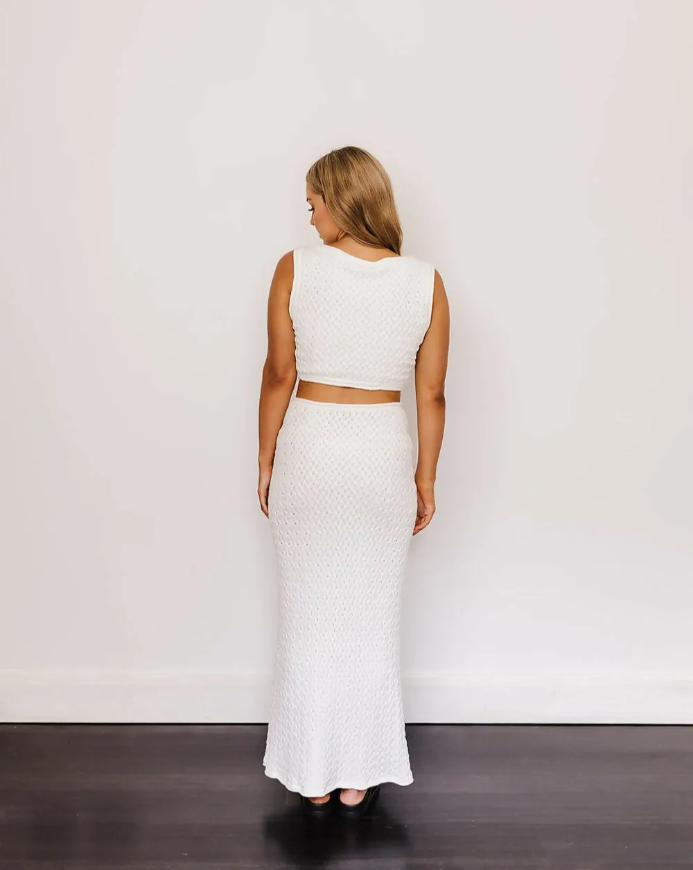 Bec & Bridge White Effie Knit Cut Out Designer Dress Hire