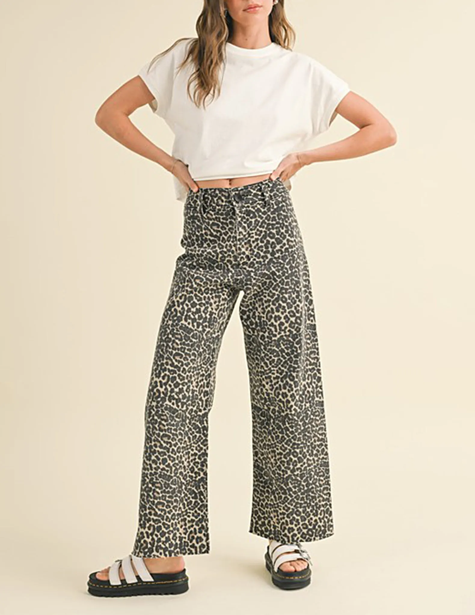 Bianca Leopard Print Wide Leg Pants