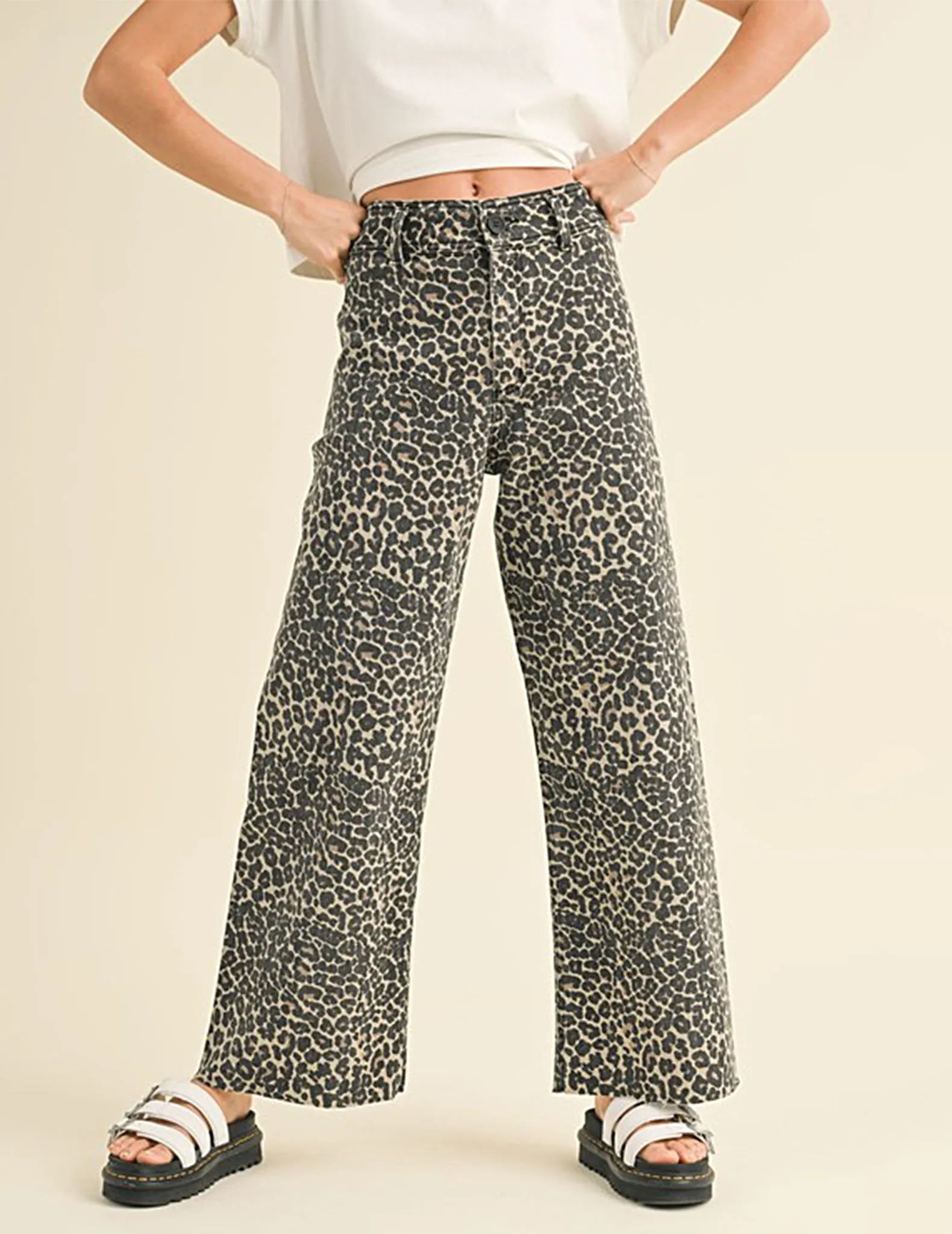 Bianca Leopard Print Wide Leg Pants