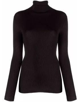 Black Ribbed Slim Fit Turtleneck Sweater