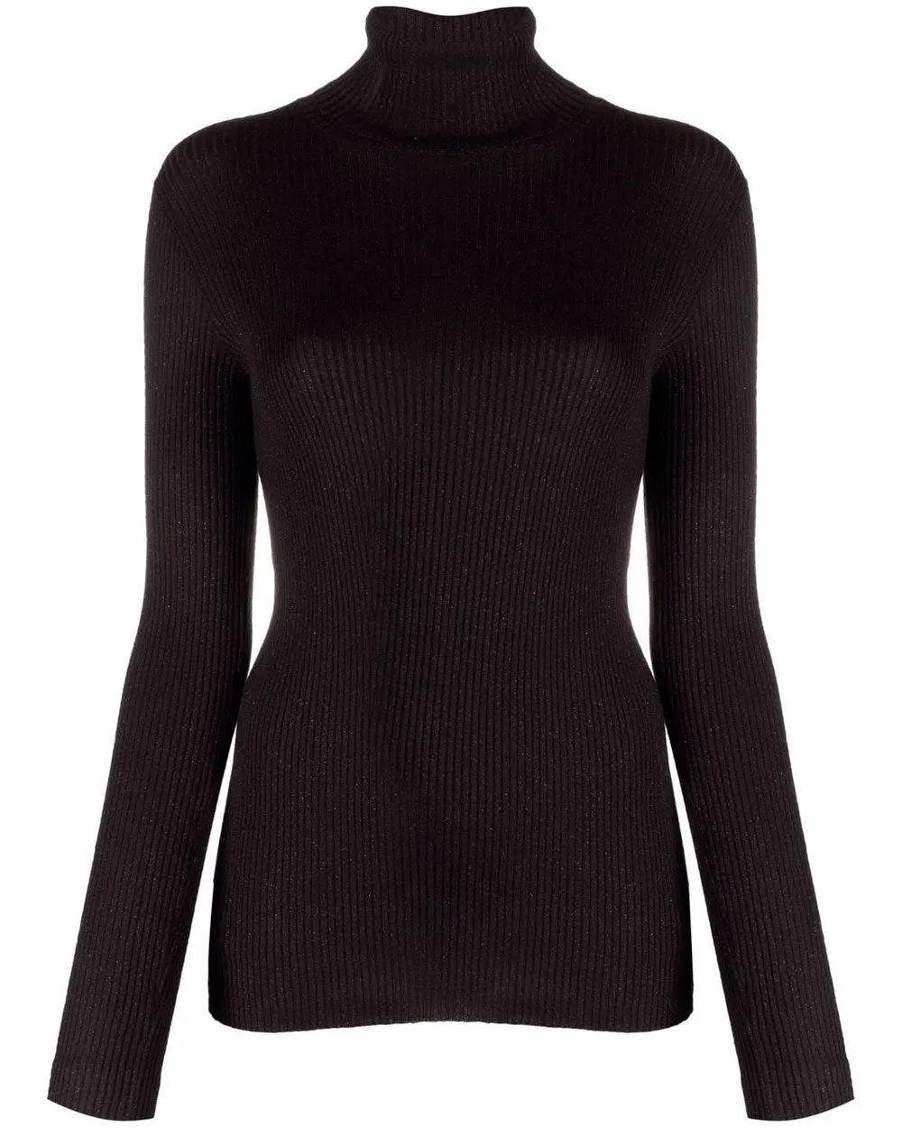 Black Ribbed Slim Fit Turtleneck Sweater