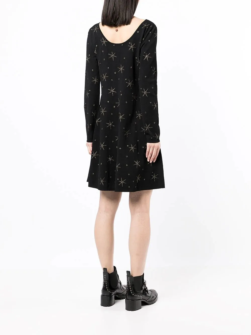 Black Star Embellished Knit Dress