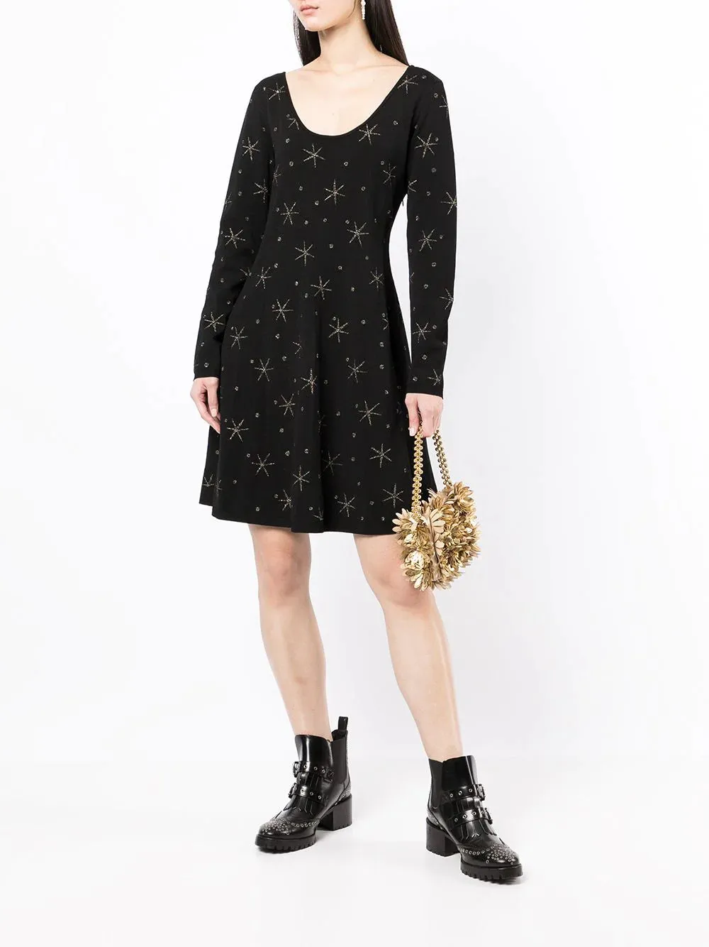 Black Star Embellished Knit Dress