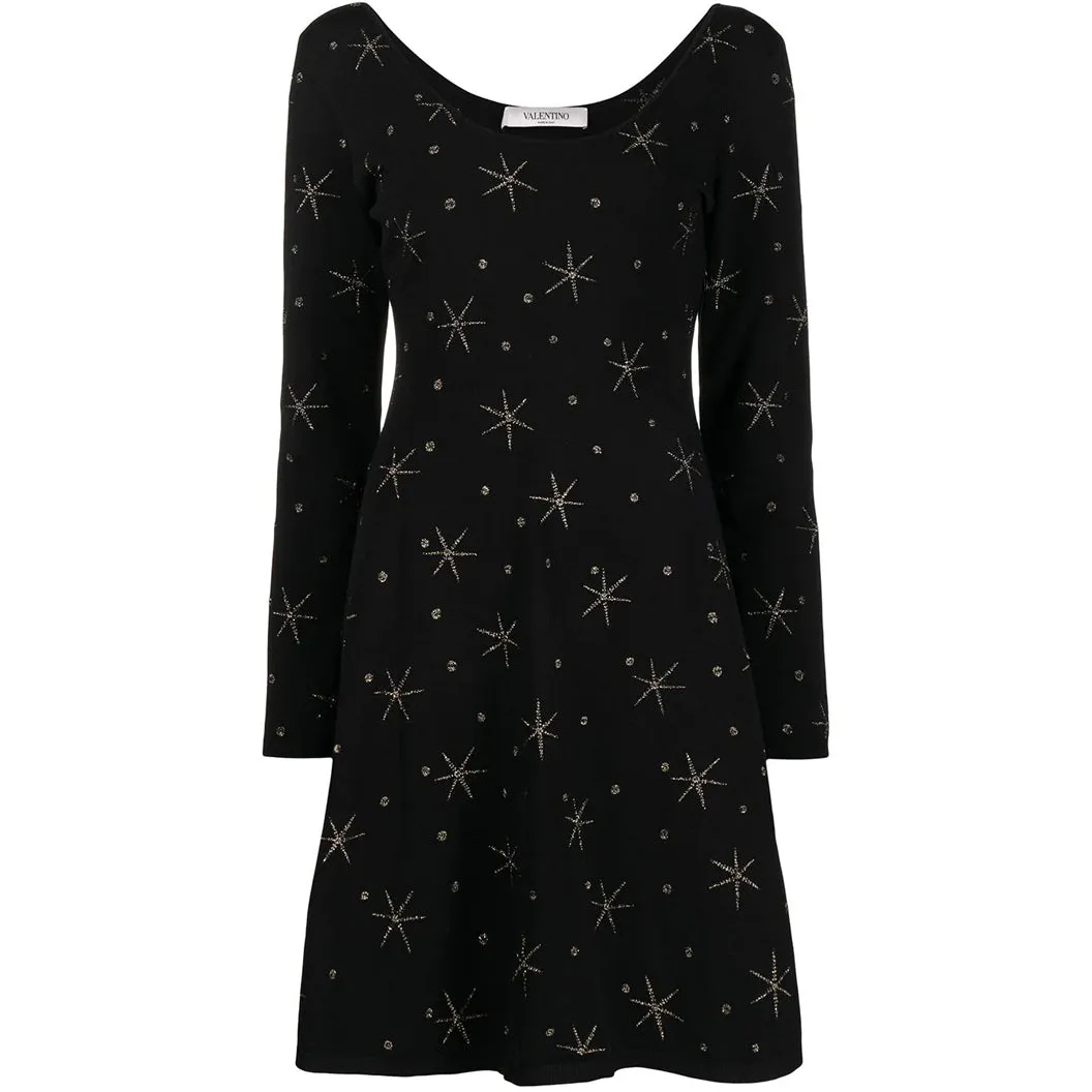 Black Star Embellished Knit Dress