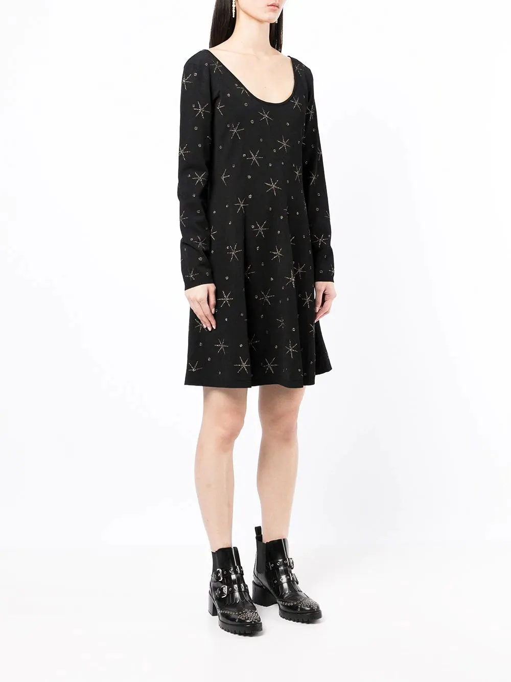 Black Star Embellished Knit Dress