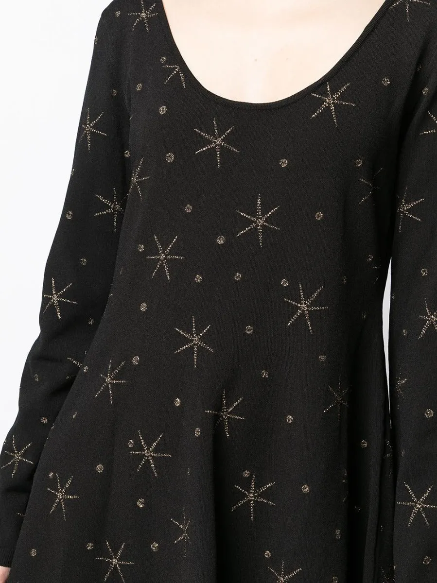 Black Star Embellished Knit Dress