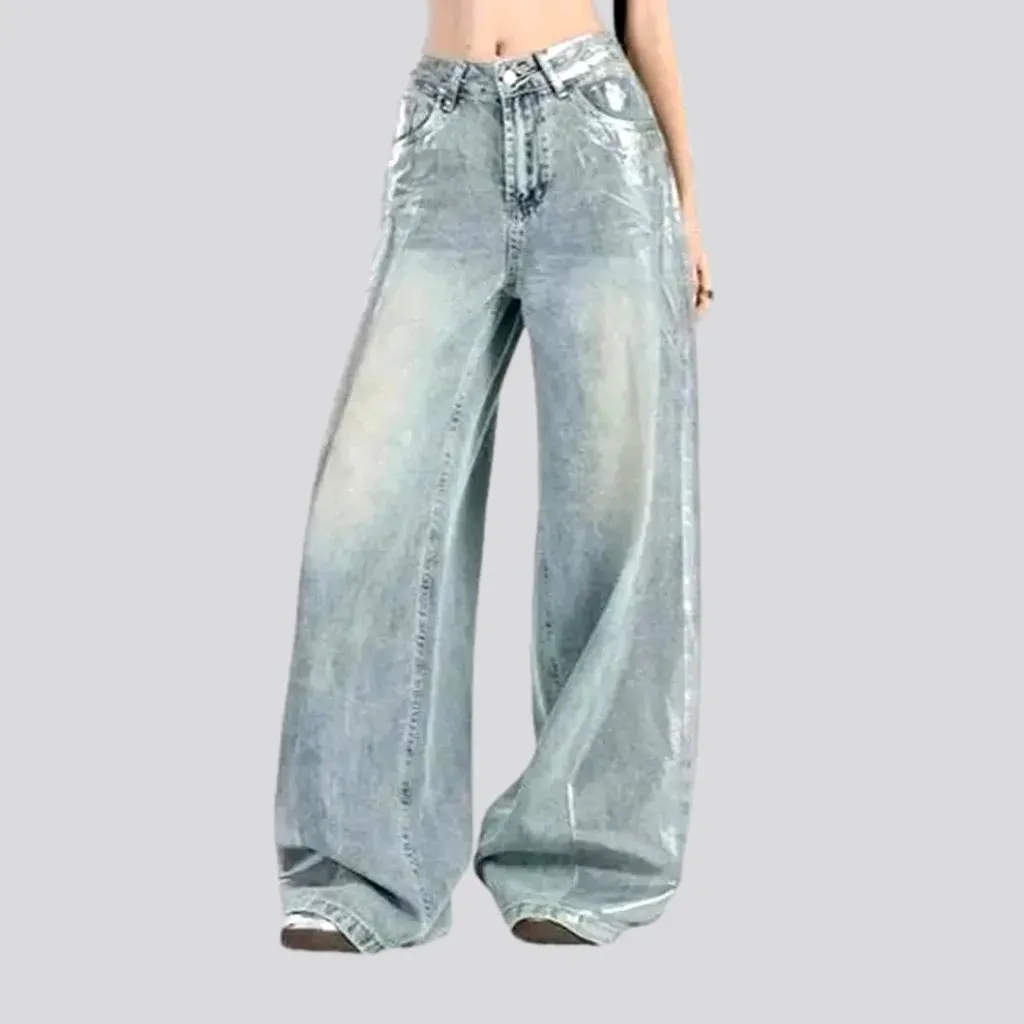 Boho style light women's jeans