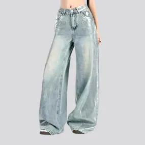 Boho style light women's jeans