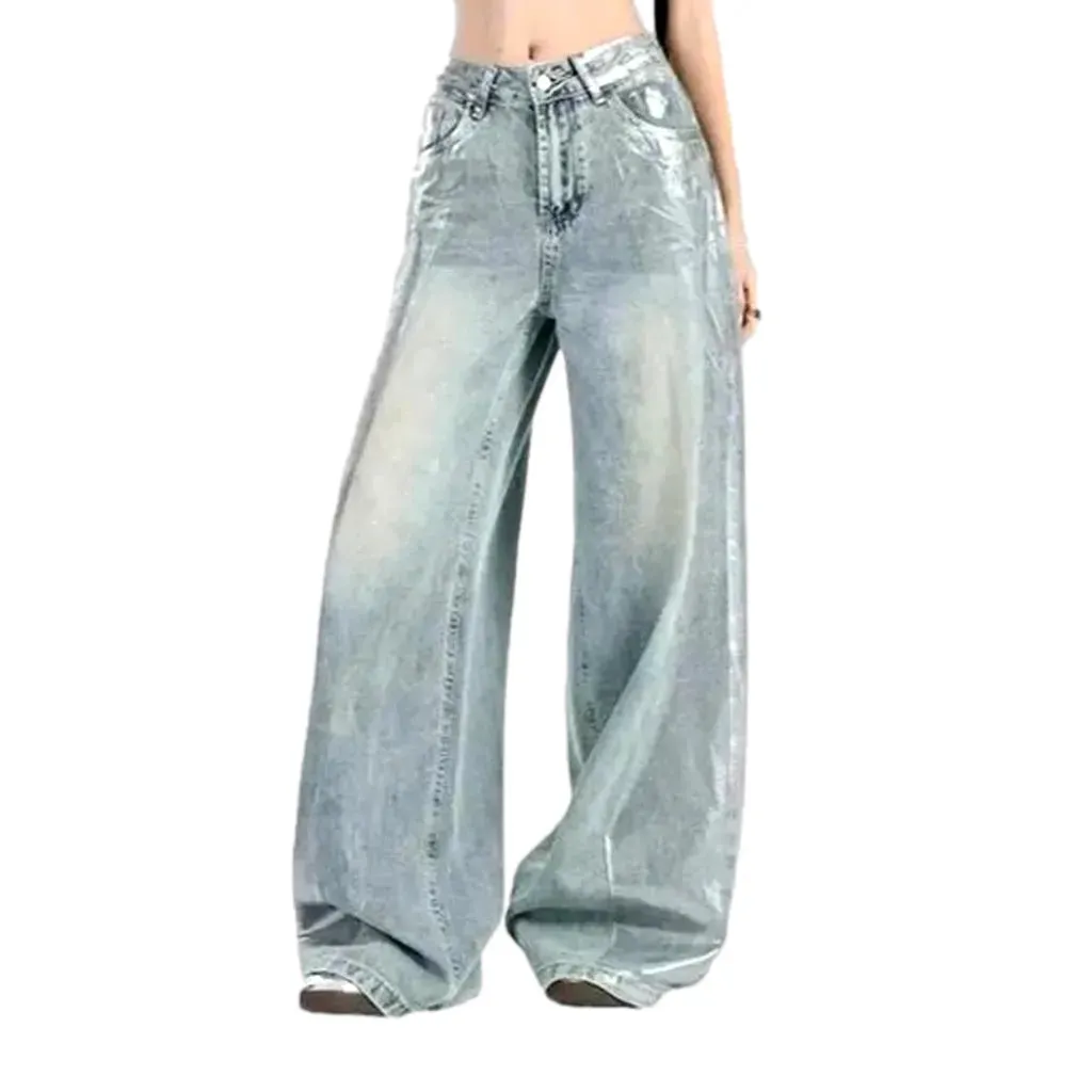 Boho style light women's jeans