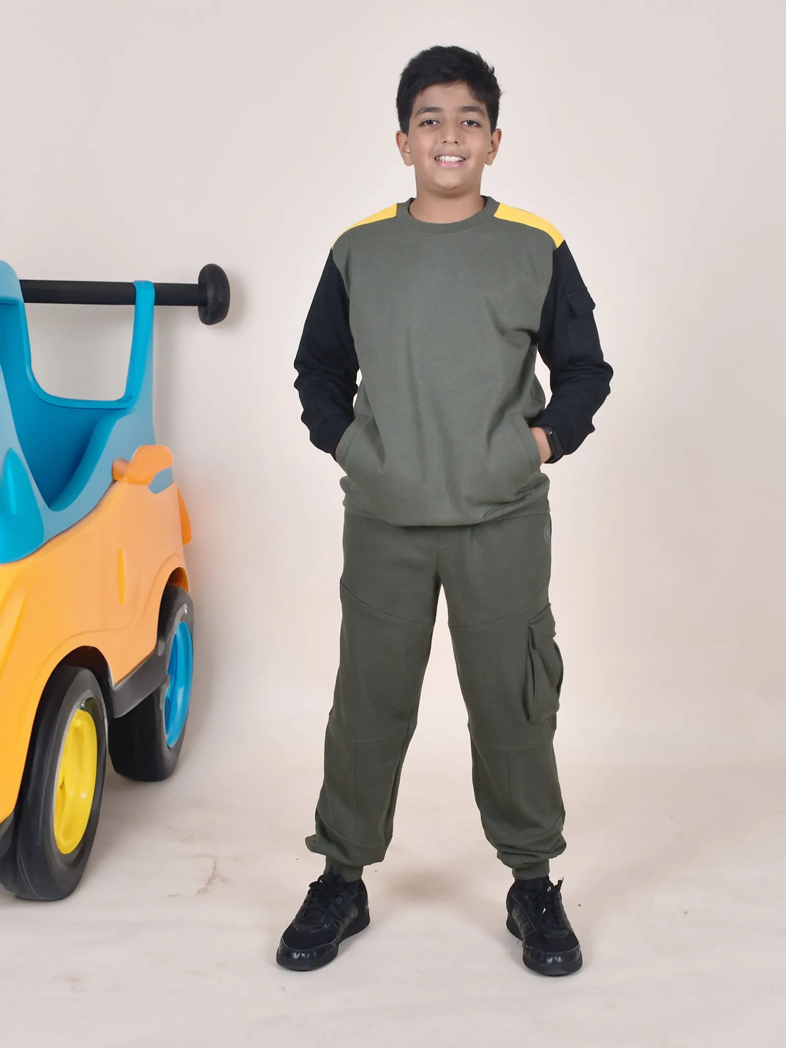 Boys Fleece Cut & Sew Cargo Track Pants