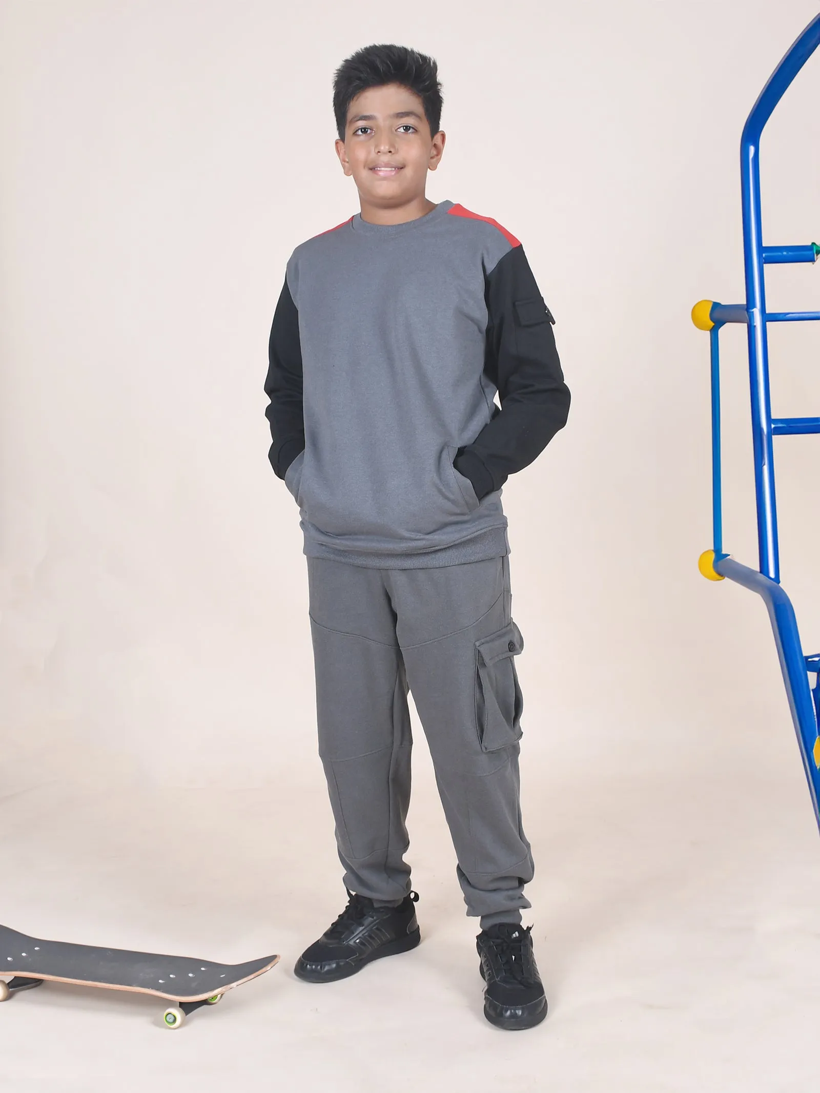 Boys Fleece Cut & Sew Cargo Track Pants