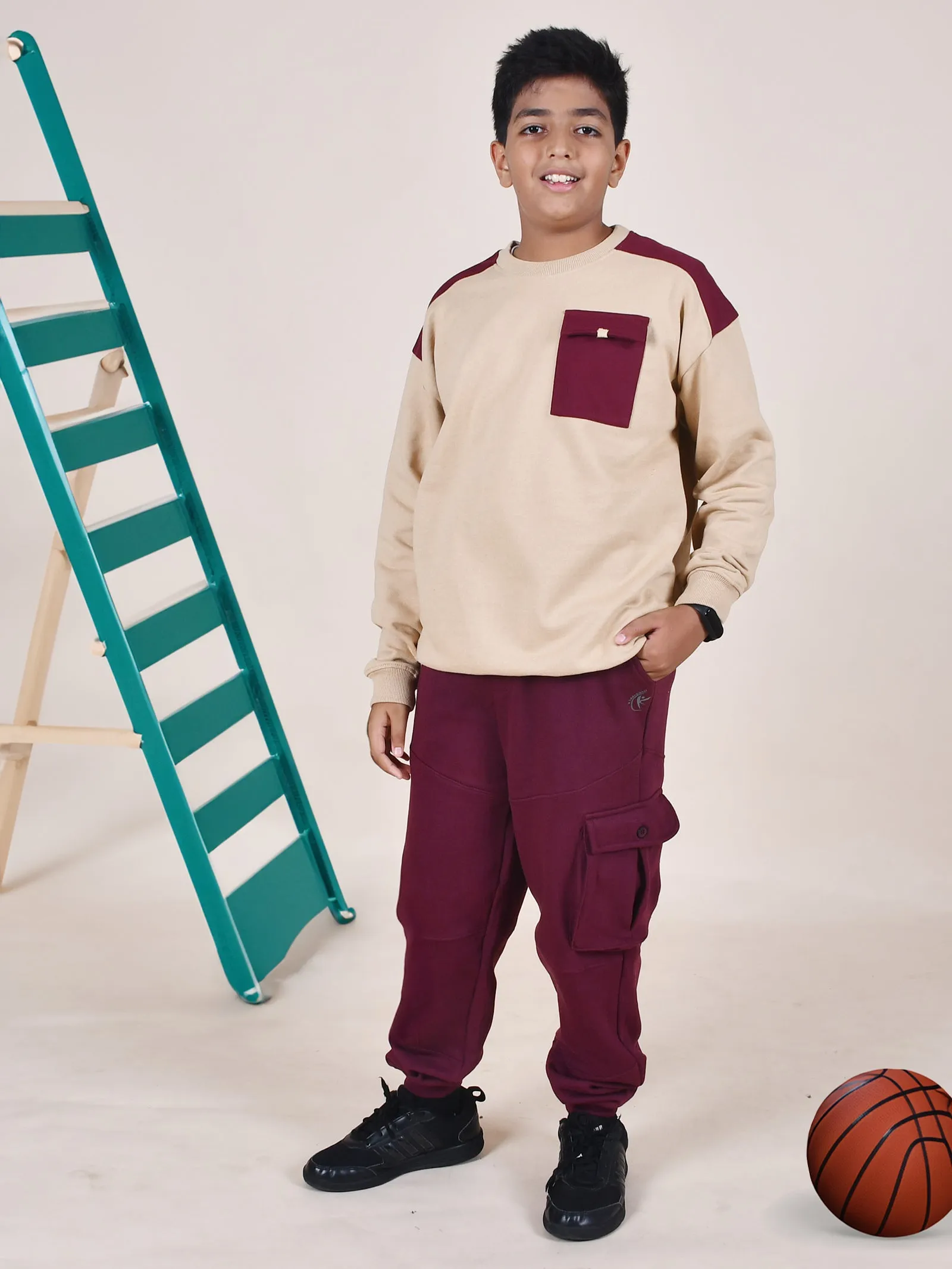 Boys Fleece Cut & Sew Cargo Track Pants