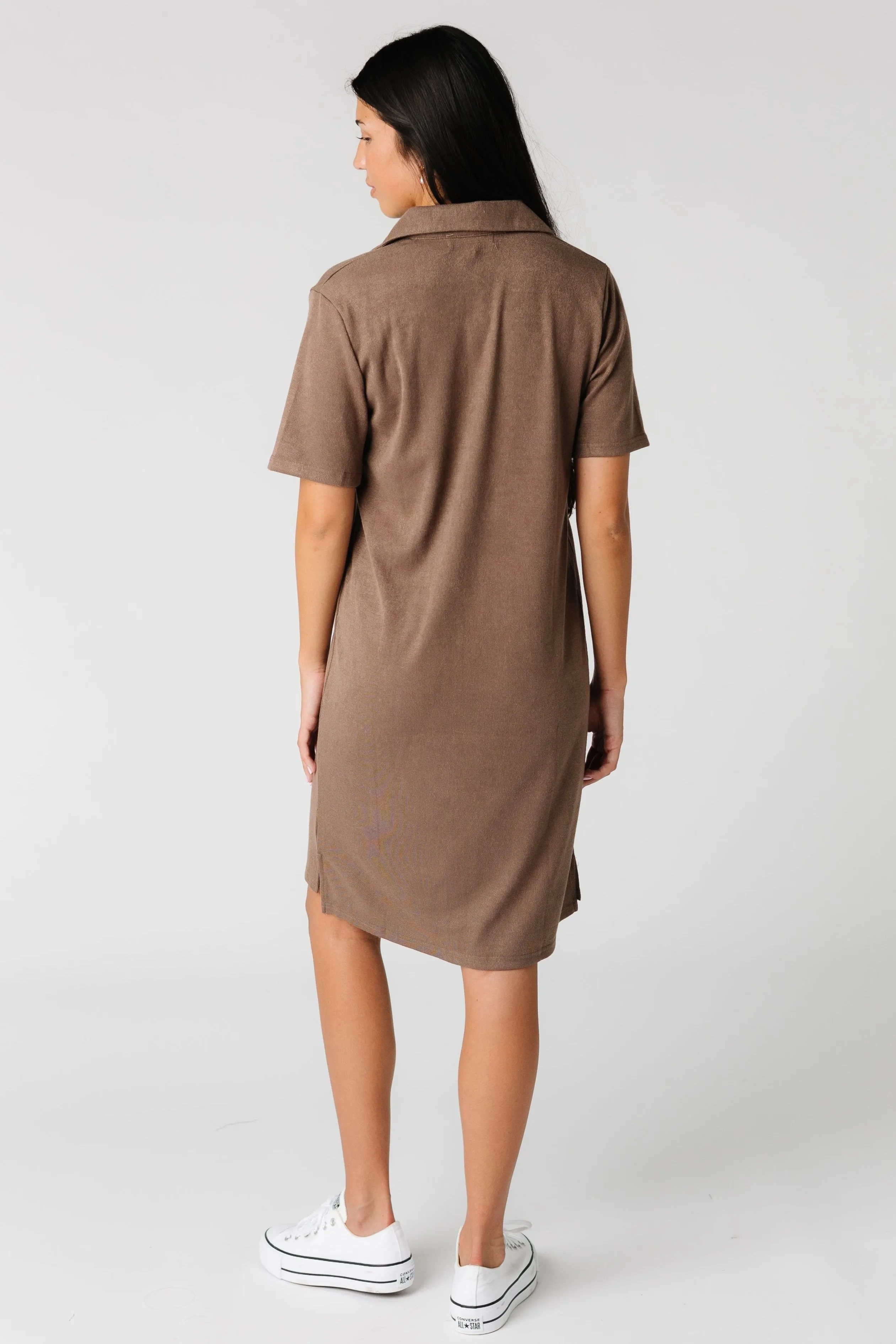 Brass & Roe Collared Knit Dress  - Brown