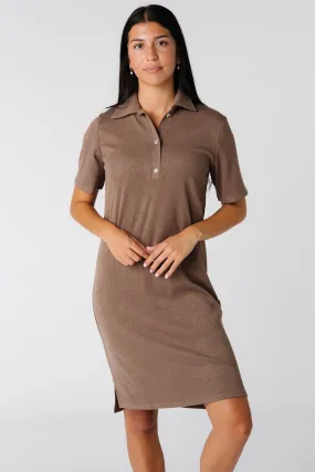 Brass & Roe Collared Knit Dress  - Brown