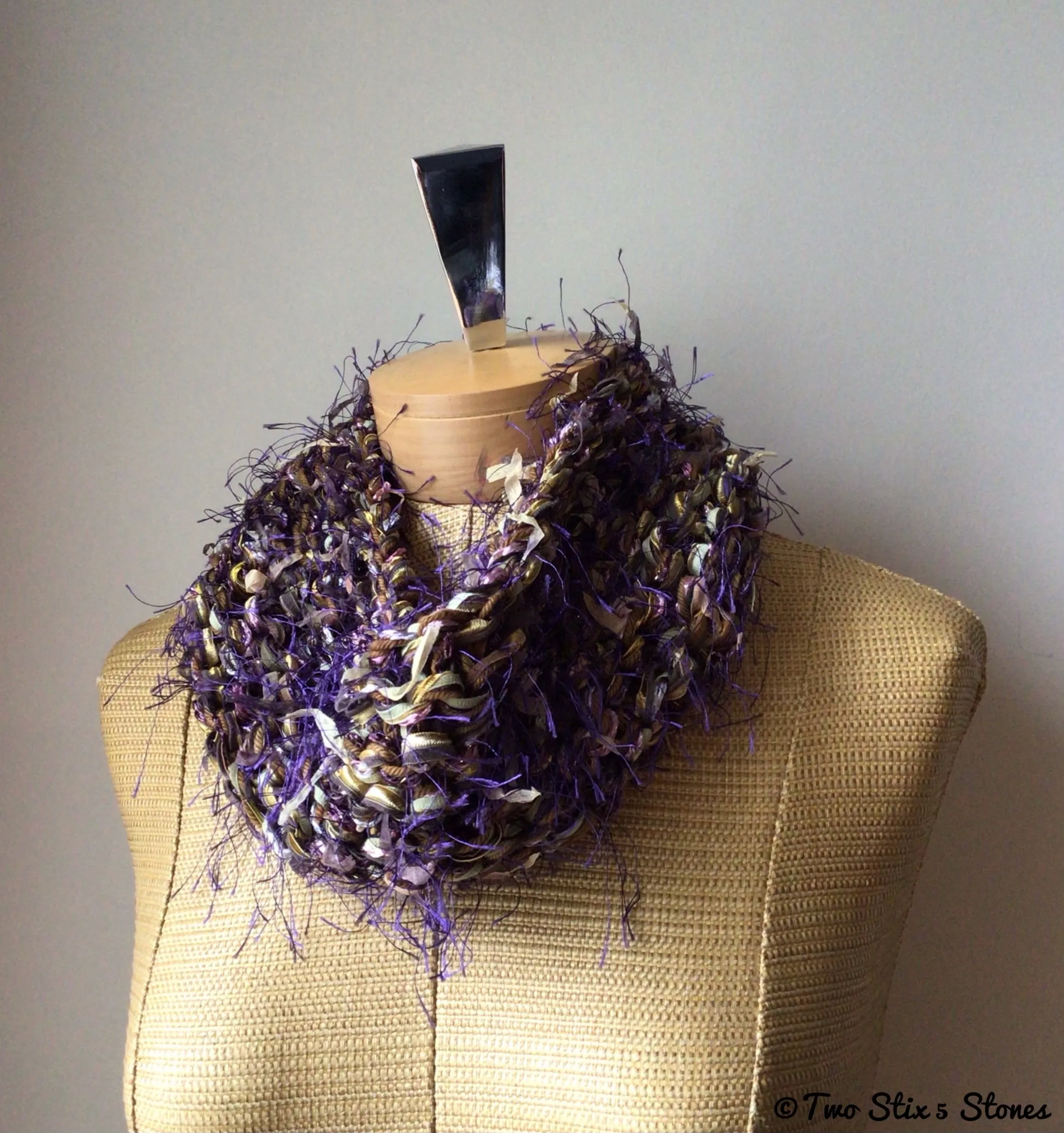 Brown & Purple Tweed Funky Cowl