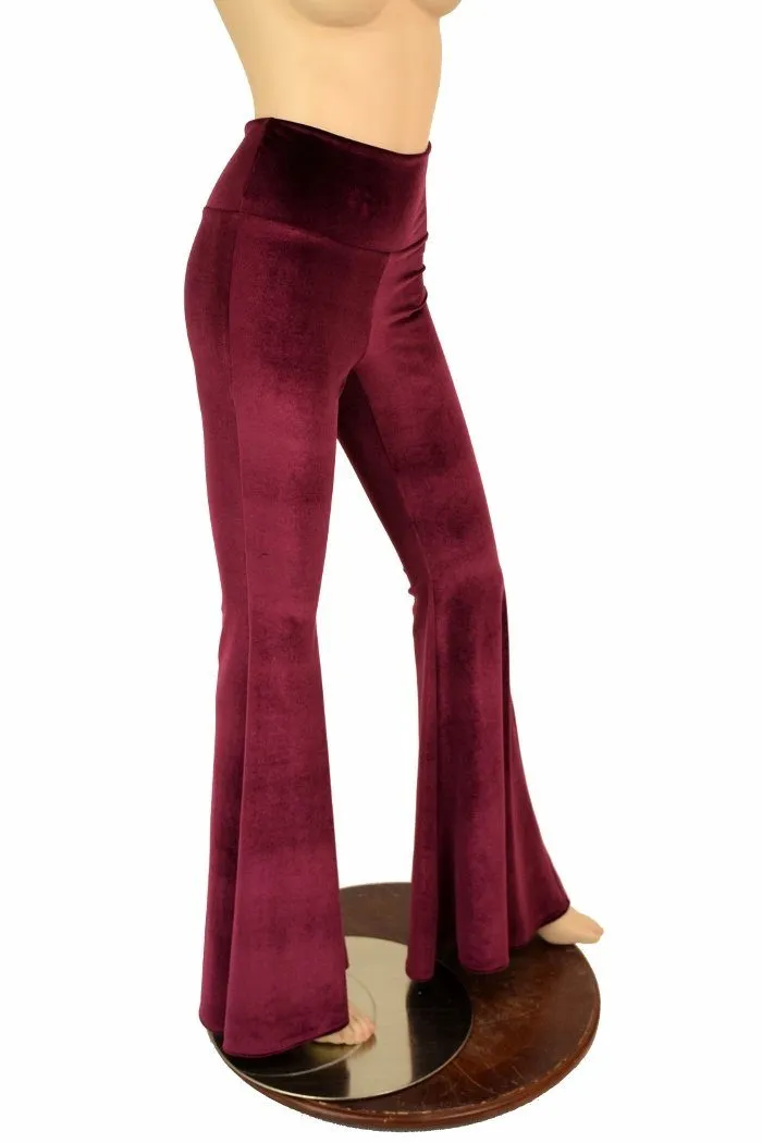 Burgundy Velvet High Waist Solar Flares