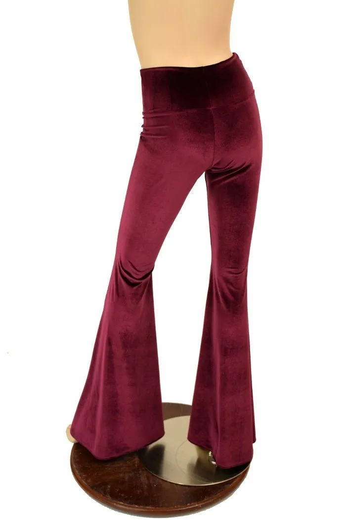 Burgundy Velvet High Waist Solar Flares