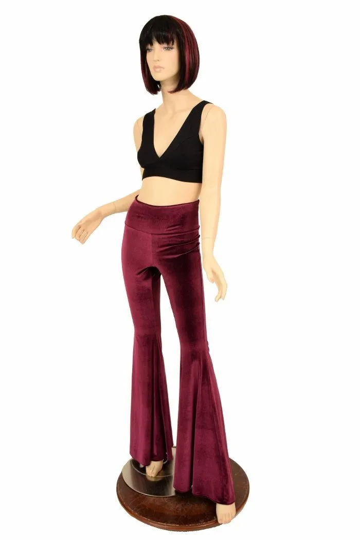 Burgundy Velvet High Waist Solar Flares