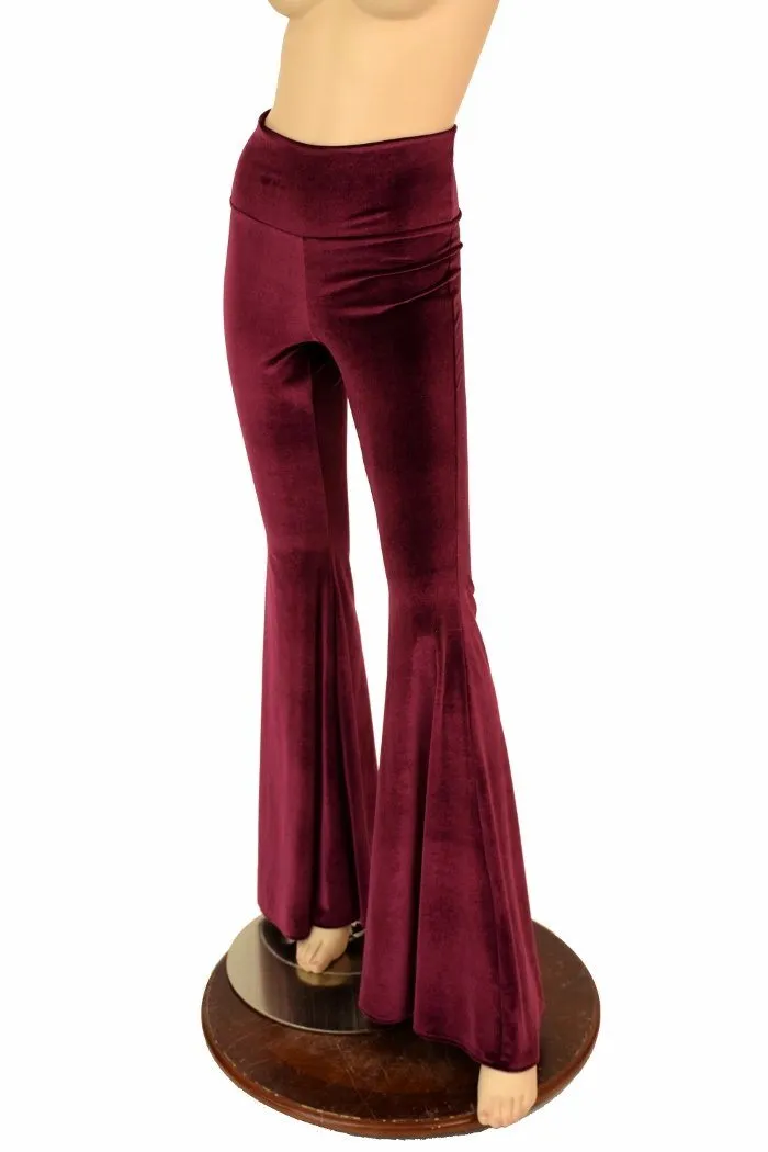 Burgundy Velvet High Waist Solar Flares